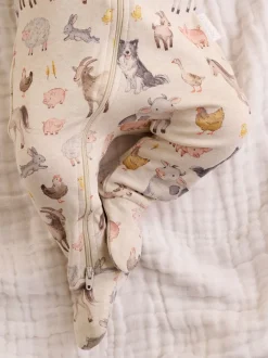 Écru - Lot de 2 combinaisons zippées imprimées Purebaby