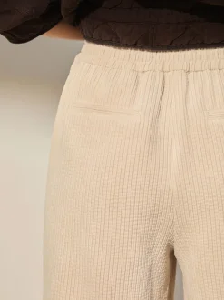 écru - Pantalons Amples en velours côtelé doux