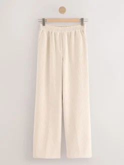 écru - Pantalons Amples en velours côtelé doux