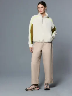 écru - Polaire à demi-zippée avec panneaux color block