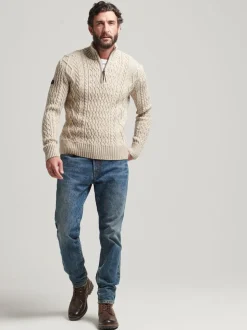 Écru - Pull Superdry Jacob avec col boutonné