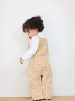 Écru - The Little Tailor Ensemble salopette et body en polaire sherpa épaisse bébé