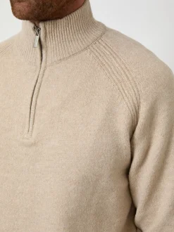 Écru - Threadbare Pull en maille côtelée à manches raglan