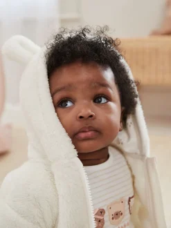 écru - Veste à capuche bébé en polaire (0mois2ans)