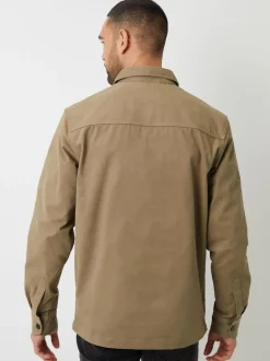 Écru - Veste-chemise boutonnée en sergé Threadbare