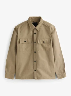 Écru - Veste-chemise boutonnée en sergé Threadbare