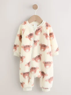 Écru Hamish - Combinaison de nuit épaisse en polaire bébé