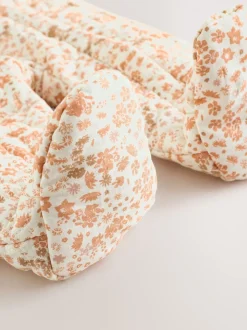 Écru Imprimé Fleuri - Combinaison Bébé à capuche Effet froissé tissée (0mois-2ans)