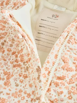 Écru Imprimé Fleuri - Combinaison Bébé à capuche Effet froissé tissée (0mois-2ans)