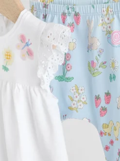 Écru motif fée - Ensemble 2 Pieces à Manches courtes avec BÉBÉ et Leggings (0mois-2ans)