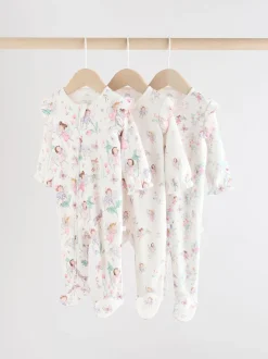 Écru motif fée - Lot de 3 dors-bien bébé à fermeture éclair bidirectionnelle (0-2ans)