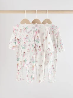 Écru motif fée - Lot de 3 dors-bien bébé à fermeture éclair bidirectionnelle (0-2ans)