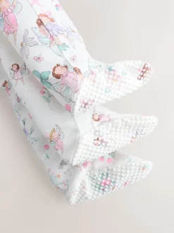 Écru motif fée - Lot de 3 dors-bien bébé à fermeture éclair bidirectionnelle (0-2ans)