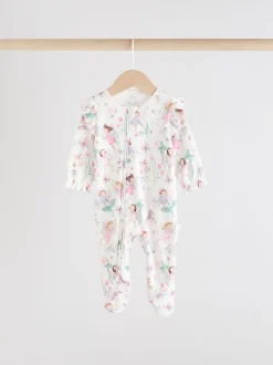 Écru motif fée - Lot de 3 dors-bien bébé à fermeture éclair bidirectionnelle (0-2ans)