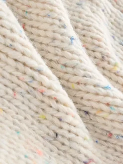 Écru moucheté - Cardigan en grosse maille doux