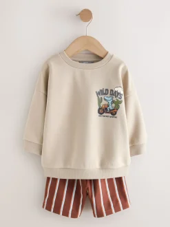 Écru Wild Days - Ensemble Sweat-shirt et Shorts à Col rond (3mois-7ans) (3mois-7ans)