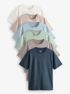 Écru/Bleu/Vert/Neutre Mushroom/Gris/Pierre - Ajustement régulier - Lot de t-shirts essentiels en coton 6