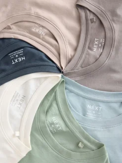 Écru/Bleu/Vert/Neutre Mushroom/Gris/Pierre - Ajustement régulier - Lot de t-shirts essentiels en coton 6