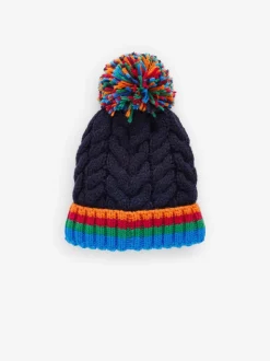 Côtes arc-en-ciel bleu marine - Pom Bonnet Chapeaux (3mths-16yrs)