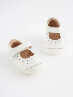 Cuir blanc - Chaussures Crawler Mary Jane