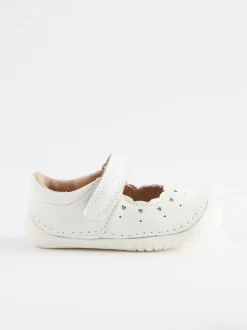 Cuir blanc - Chaussures Crawler Mary Jane