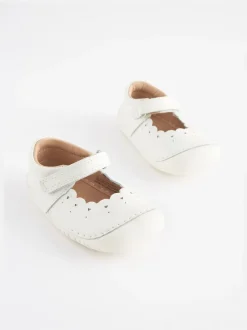 Cuir blanc - Chaussures Crawler Mary Jane