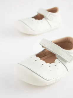 Cuir blanc - Chaussures Crawler Mary Jane