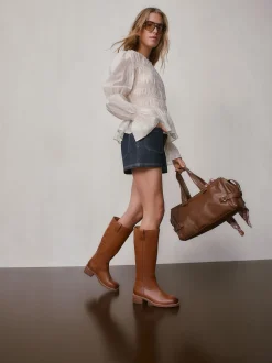 Cuir marron fauve - Bottes à enfiler Forever Comfort® hauteur genou