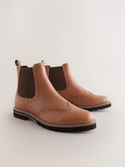Cuir marron fauve - Bottes Chelsea Forever Comfort® à détail Brogue
