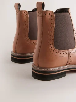 Cuir marron fauve - Bottes Chelsea Forever Comfort® à détail Brogue