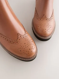 Cuir marron fauve - Bottes Chelsea Forever Comfort® à détail Brogue