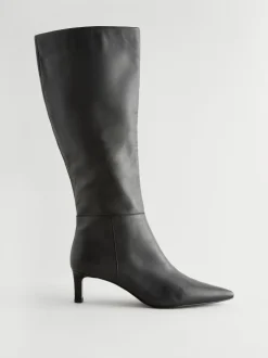 Cuir noir - Bottes skinny à talons hauteur genou