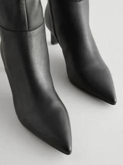 Cuir noir - Bottes skinny à talons hauteur genou