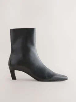Cuir noir - Bottines à talons Forever Comfort® avec bout ciselé