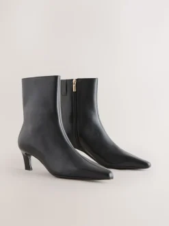 Cuir noir - Bottines à talons Forever Comfort® avec bout ciselé