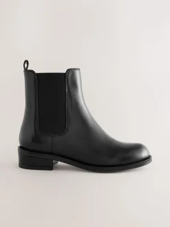 Cuir noir - Bottines Chelsea à talon