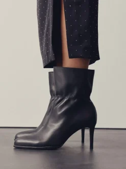 Cuir noir - Bottines Forever Comfort® froncées