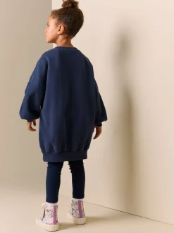 Cœur à sequins bleu marine - Robe-chaussette (3-16ans)