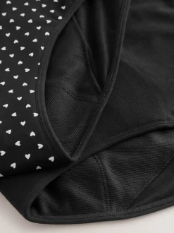 Cœur noir/rouge - Culotte pour règles abondantes 2 Pack