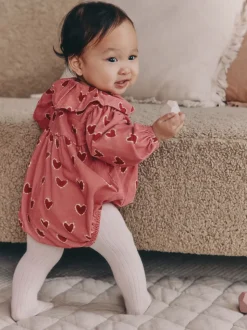 Cœur rose/rouge - Ensemble de barboteuses Bébé Bloomer 2 pièces avec collants (0mois-3ans)