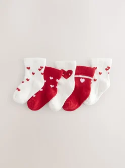 Cœur rouge - Lot de 5 chaussettes pour bébé (0mois-2ans)