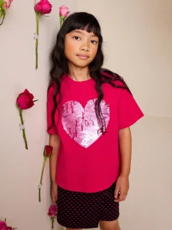Cœur rouge - T-shirt à sequins (3-16 ans)