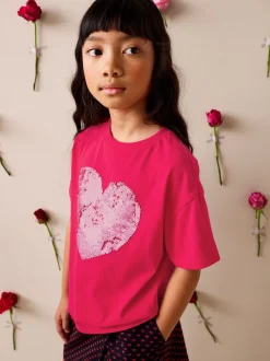 Cœur rouge - T-shirt à sequins (3-16 ans)