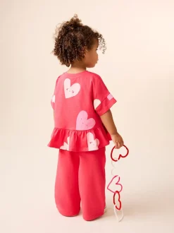 Cœur rouge - T-shirt péplum à manches courtes (3mois-7ans)