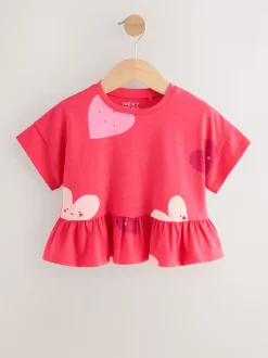 Cœur rouge - T-shirt péplum à manches courtes (3mois-7ans)