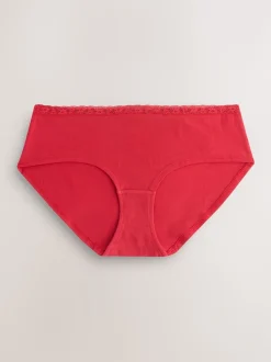 Cœur rouge/vert à carreaux - Lot de 4 culottes en coton et dentelle