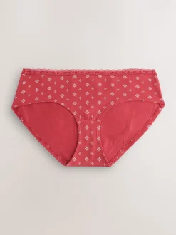 Cœur rouge/vert à carreaux - Lot de 4 culottes en coton et dentelle