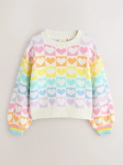 Cœurs arc-en-ciel pastel - Little Bird by Jools Oliver pull color block en maille