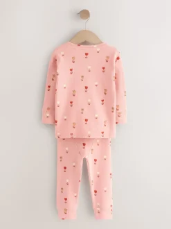 Cœurs écru/rose - Lot de 2 pyjamas gaufrés (9mois à12ans)
