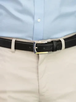 D555 LEWIS Ceinture de pantalon en cuir à boucle carrée 2.9cm Largeur